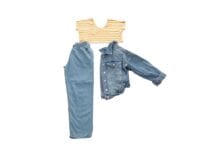 a pair of jeans and a striped shirt